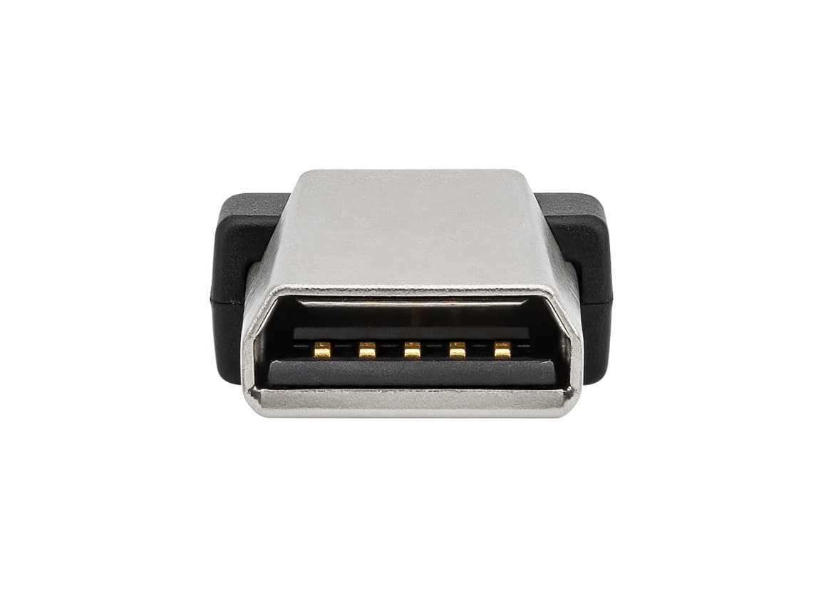 Micro-USB. Kleine platte trapezium. Hij past maar op één manier.
