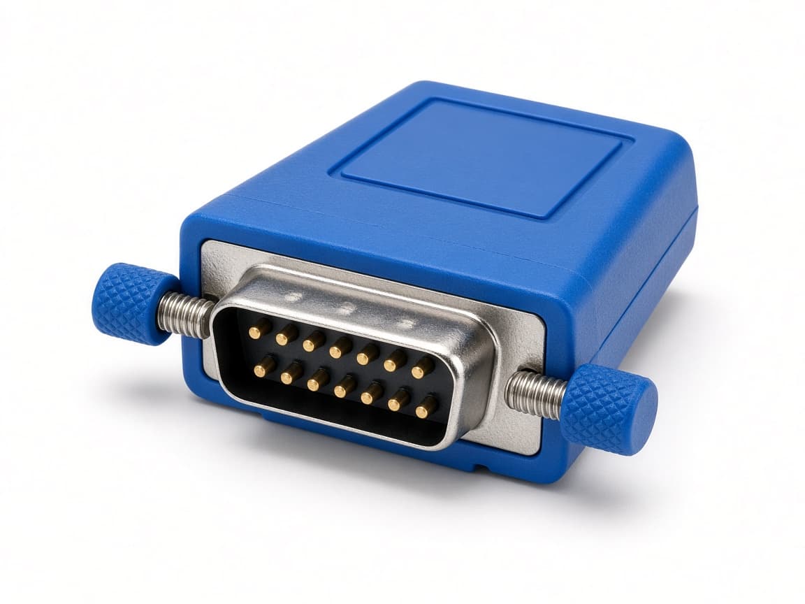 VGA. Trapezium met drie rijen pinnen. Het signaal is analoog beeld, zonder audio.